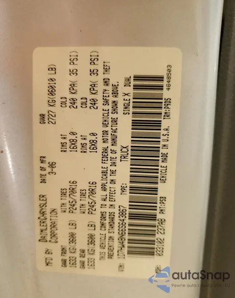 2006 Dodge Dakota Quad Slt z USA, uszkodzony, nr VIN 1D7HW48N66S643867